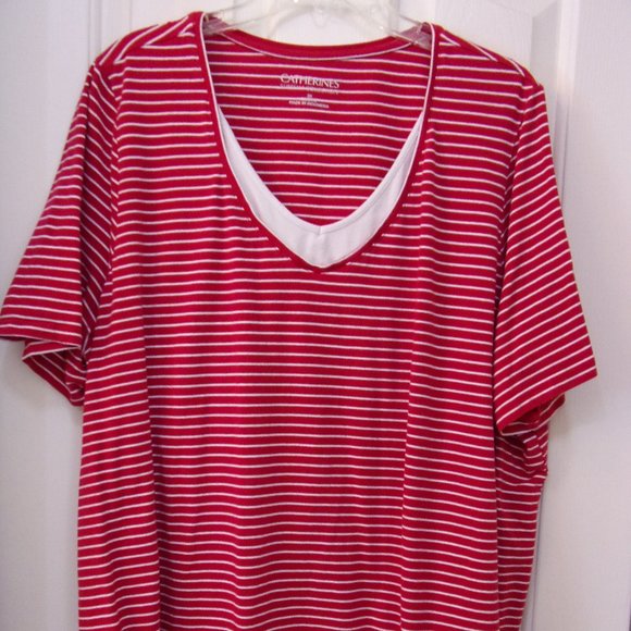 Catherines Tops - Red & White T-Shirt